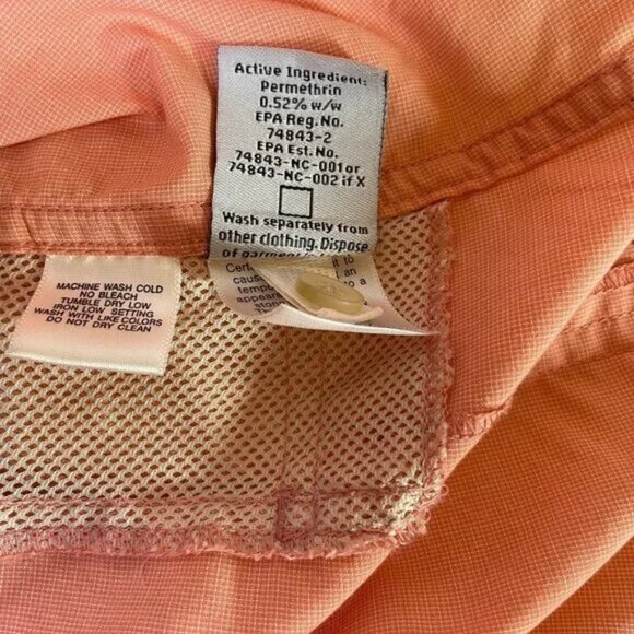 Exofficio Buzz Off Long Sleeve Button Down Shirt Size S Coral Hiking Camping - Picture 10 of 11